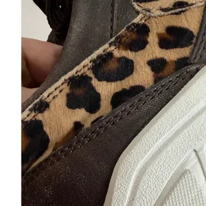 BOEMOS Leather Leopard Sneakers Vibram Sole‎ Made in Italy Womens 37 Pony Hair thumbnail 11