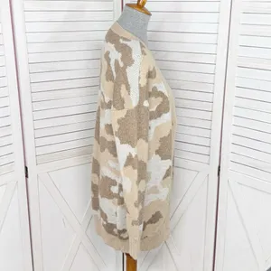 Lucky Brand Dessert Camo V Neck Long Cardigan Sweater Tan Cream‎ Small thumbnail 3