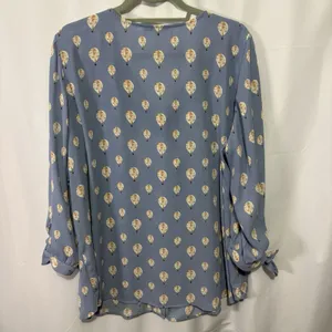 41 Hawthorn Top 2X Cute Blue Silky Hot Air Balloon Print Shirt Blouse Tie Sleeve thumbnail 9