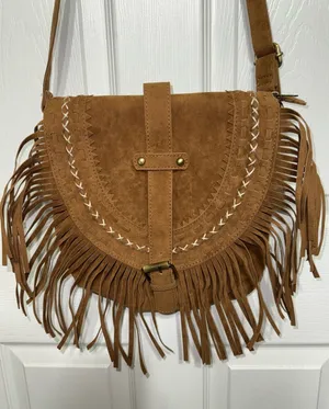 Boho Fringe Faux Suede Crossbody Bag Western Shoulder Purse Tassel Saddle Bag thumbnail 1