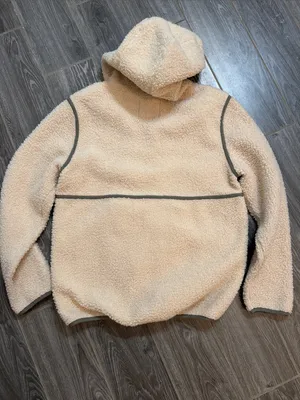 Womens Vapor apparel Cream Sherpa Fleece Hoodie olive piping size small EUC thumbnail 7