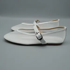 Marc Fisher Godina Mesh Mary Jane Flats 8M White Leather Trim Sheer Ballet thumbnail 7