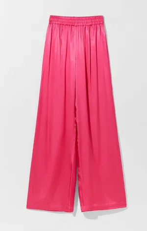 Bershka satin Effect wide leg pink pants thumbnail 5