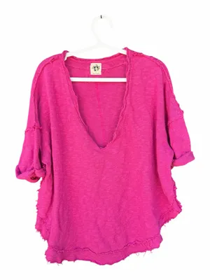 Free People We The Free Pink North Star T-Shirt Women’s M Oversized Raw Hem Boho thumbnail 4