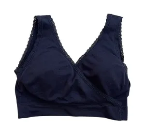 Under Control Black Lace Trim Pullover Bralette Small Padded V Neck thumbnail 1