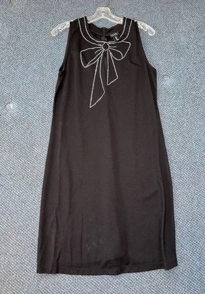 Nicole Miller Black Embellish Bow Sleeveless Dress thumbnail 1