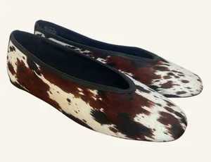 Steve Madden Leni Cow Print Hair Calf Flats Women's Sz 8.5 M Western Boho Shoes thumbnail 1