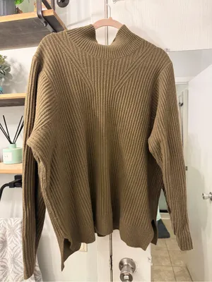 Banana Republic Olive Ribbed Mock Neck Sweater thumbnail 1