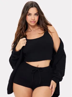 Yitty Pet Me‎ Tank and Short Lounge Set Black Fuzzy Knit Size M SO2500503-0687 thumbnail 1