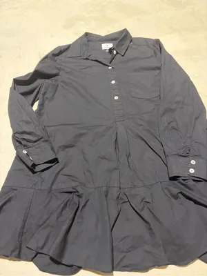Tuckernuck Black Callahan Long Sleeve Button-Front Ruffle Hem Dress large thumbnail 2