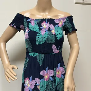 Lulus Smocked Navy Pink Green Floral Tropical Maxi Dress with Pockets size M thumbnail 4