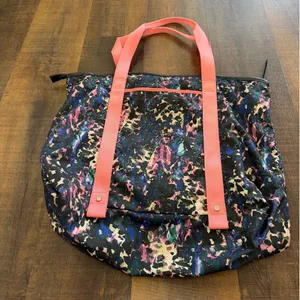 Lululemon Floral Print Tote Bag Pink Straps Gym Travel Beach Bag thumbnail 7