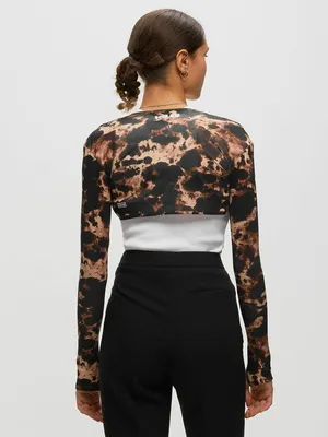 Ksubi Khaos Bolero Mesh Top Womens XS NWT Assorted Abstract Leopard Print Crop thumbnail 2