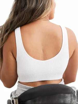 AE Superchill Seamless Padded Voop Bralette American Eagle NWT White Small thumbnail 2