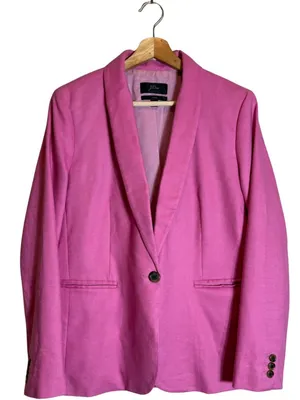 J. Crew Parke Blazer in Stretch Linen Women's 8 Vivid Fuchsia Career Preppy Chic thumbnail 3