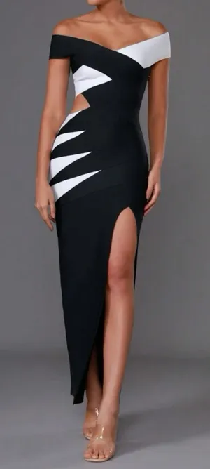 Boutique Black Off-The-Shoulder Maxi Prom/Formal Dress thumbnail 1