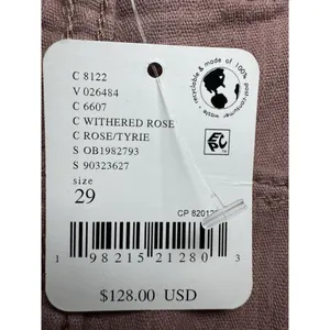 Free People Good Luck MID RISE Barrel Leg Corduroy Pants Withered Rose Size 29 thumbnail 10