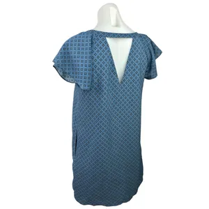 Abercrombie & Fitch Blue Floral Round Neck Short Sleeve Cut Out Shift Dress XS thumbnail 4