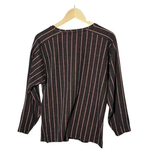 Zara Black and red pin striped knit long sleeve sweatshirt top thumbnail 2