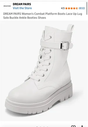 White Combat Boots Size 8 thumbnail 4