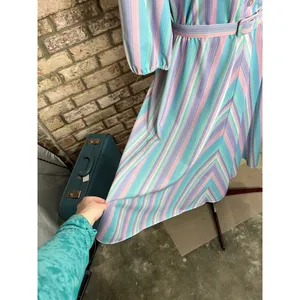 shirt dress striped pastel blue pink white matching belt thumbnail 8