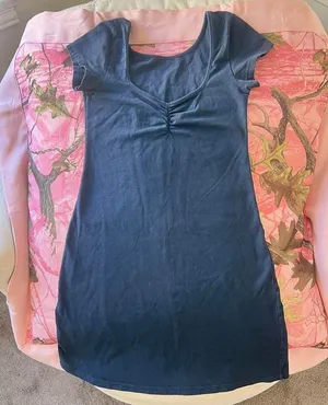 Brandy Melville navy blue v neck short sleeve dress sundress thumbnail 1