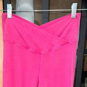 Aerie OFFLINE Real Me criss Crossover Flare Leggings yoga pants highrise fuchsia thumbnail 6