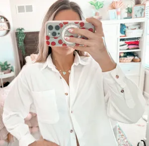 Eddie Bauer White Corduroy Button Up thumbnail 3