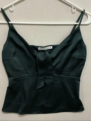 Abercrombie & Fitch Black Satin Tie-Front Camisole thumbnail 3