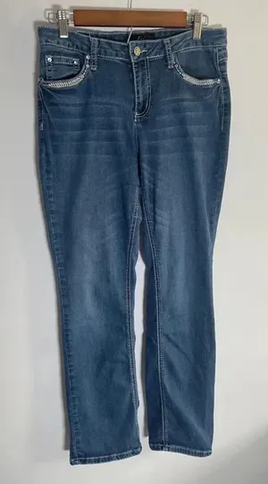 Women's Earl Jeans Barely Boot Bling Y2K Bootcut Jeans Size 10 Blue GUC!‎ 0122 thumbnail 1