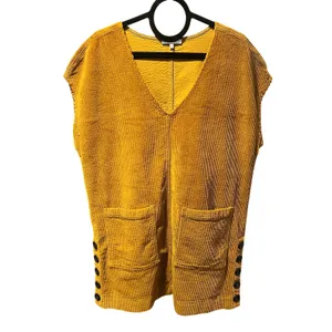 Madewell Retro Mustard Gold Corduroy Shift Dress V-Neck Pockets Boho Academia L thumbnail 2