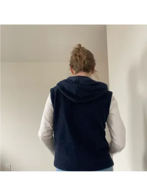 Vintage Harvard Navy Hooded Zip Fleece Vest thumbnail 3