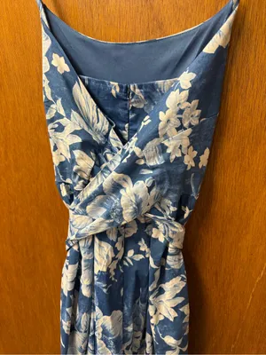 Joie Sleeveless Cotton Blend Long Floral Tie Waist Midi Maxi Dress Blue 16 thumbnail 10