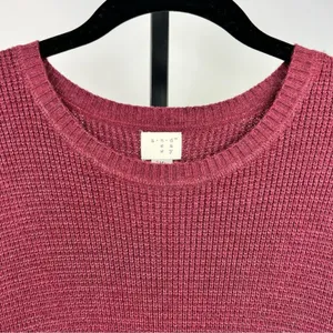 A New Day Sweater Dress Womens M Burgundy Ribbed Knit Midi Long Sleeve Fall thumbnail 5