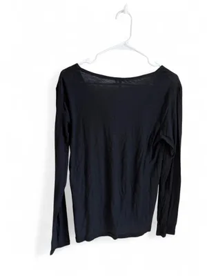 COMUNE "Malibu" Black Long Sleeve Scoop Neck Top thumbnail 2