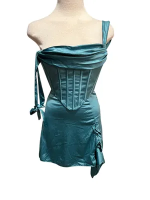 Oh Polly! Off Shoulder Corset Mini Dress in Teal Size 0 NWT thumbnail 5