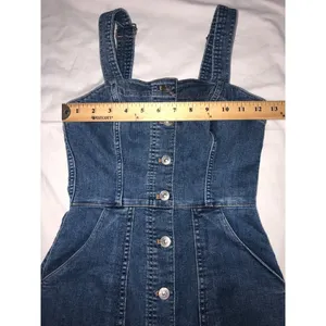 Denim Dress Size 0 H&M Divided Blue Button Front Pockets Stretch Adjustable thumbnail 3