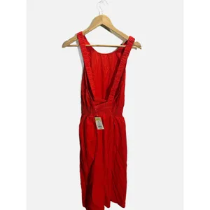 A New Day Midi Dress Womens XXL Red Open Cross Back Smocked‎ Waist Summer Casual thumbnail 3