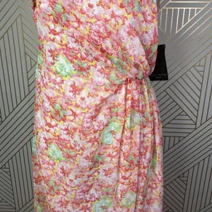 Zara‎ Basic Floral Strapless Maxi Dress in Pink Boho Draped Size US XS thumbnail 6