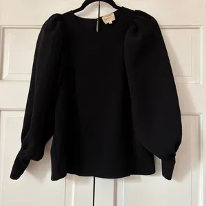Sézane Bénédicte Blouse Black FR 34 US 2 Small‎ Boho Balloon Sleeve Crepe Top thumbnail 7