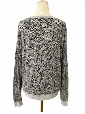 Z Supply Leopard Print Pullover Sweatshirt Top Size M Gray Black thumbnail 3