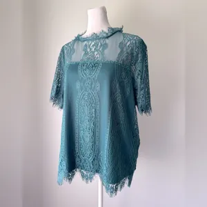 Eyeshadow Teal Short Sleeve Blouse thumbnail 2