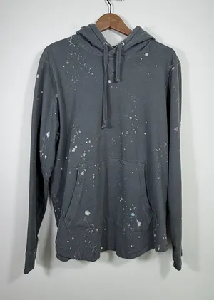 Abercrombie & Fitch XL Gray Paint Splatter Hoodie 100% Cotton Distressed thumbnail 1