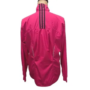 Adidas Women's Full Zip Windbreaker Jacket Pink 3 Stripe Lightweight‎ Size Large thumbnail 4