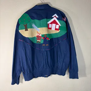 Vtg J.R. Morgan Designs Women’s Blue Jean Full Zip Appliqué Jacket Sz L Teacher thumbnail 6