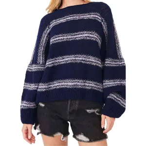 Free People Hockley Stripe oversized alpaca blend Sweater sz XS thumbnail 1
