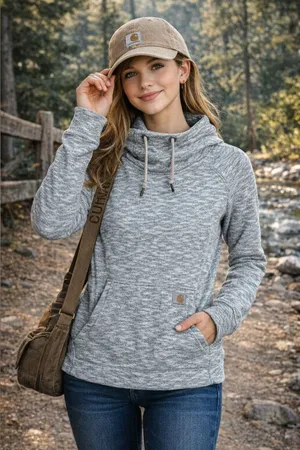 Carhartt Scuba Neck Hoodie Women’s Size Small Heather Gray Workwear Pullover thumbnail 1