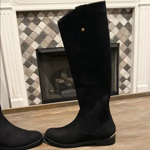 Kenneth Cole Wind‎ Stretch Riding Boots Black Suede Size 5 Classic Tall Boot thumbnail 4
