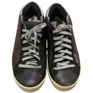 P448 John Sneakers Womens 39 Purple Silver Metallic Suede Low Top Italian Luxury thumbnail 6