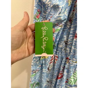 Lilly Pulitzer Lockwood‎ Sailboat Print Resort Cotton Midi Dress NWT M thumbnail 7